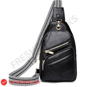 Vegan Leather Crossbody Sling Bag Fashionable Travel Purse Adjustable Strap